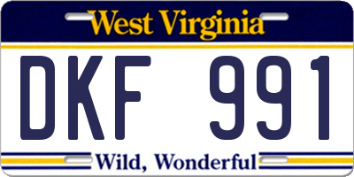 WV license plate DKF991