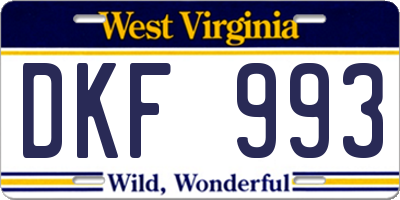 WV license plate DKF993