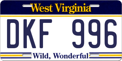 WV license plate DKF996