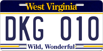 WV license plate DKG010