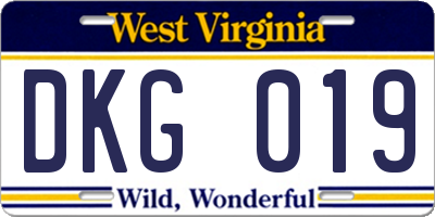 WV license plate DKG019