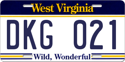 WV license plate DKG021