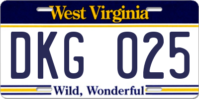 WV license plate DKG025