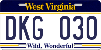 WV license plate DKG030