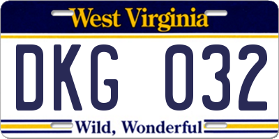 WV license plate DKG032