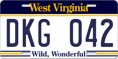 WV license plate DKG042