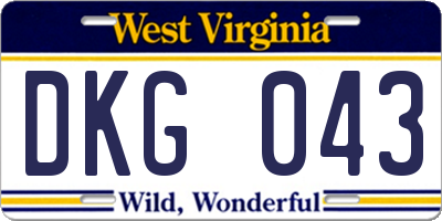 WV license plate DKG043