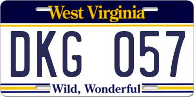WV license plate DKG057