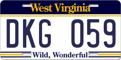 WV license plate DKG059