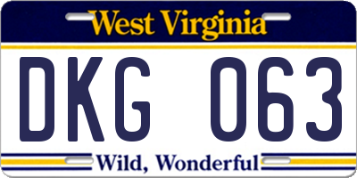 WV license plate DKG063