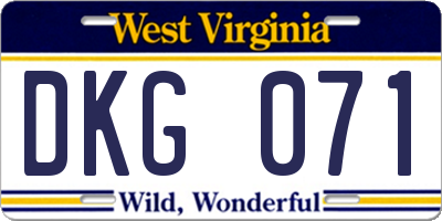 WV license plate DKG071