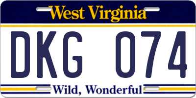 WV license plate DKG074