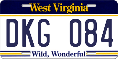 WV license plate DKG084