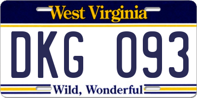 WV license plate DKG093