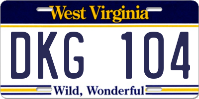 WV license plate DKG104