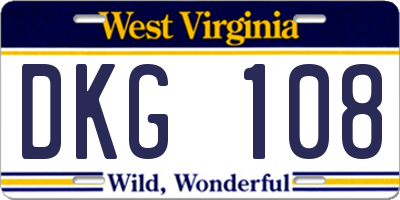 WV license plate DKG108