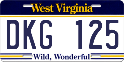 WV license plate DKG125