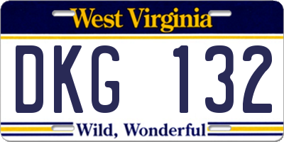 WV license plate DKG132