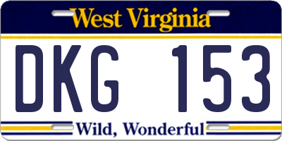 WV license plate DKG153