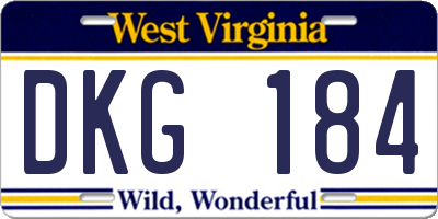 WV license plate DKG184