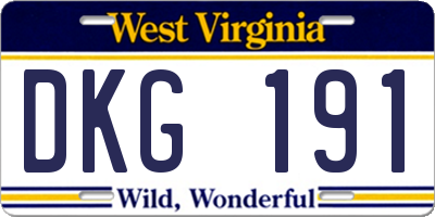 WV license plate DKG191
