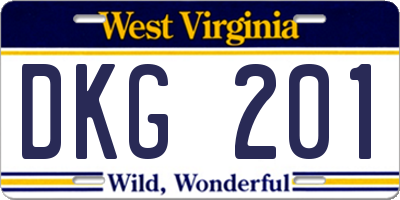 WV license plate DKG201