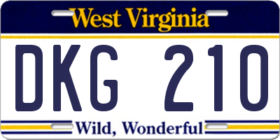 WV license plate DKG210