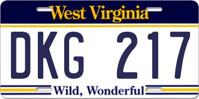 WV license plate DKG217