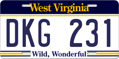 WV license plate DKG231