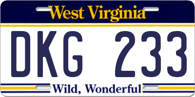 WV license plate DKG233