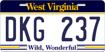 WV license plate DKG237