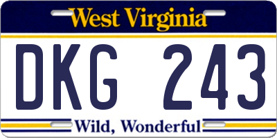 WV license plate DKG243