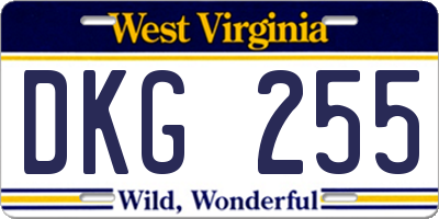 WV license plate DKG255