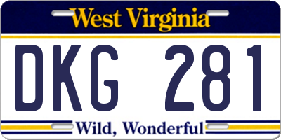 WV license plate DKG281
