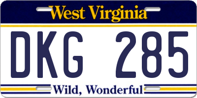 WV license plate DKG285