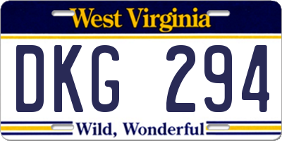 WV license plate DKG294