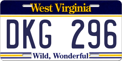 WV license plate DKG296