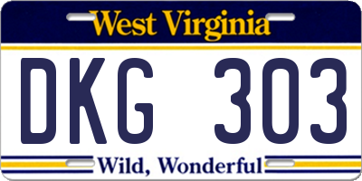 WV license plate DKG303