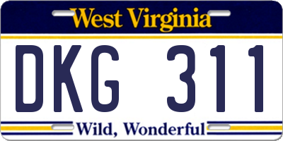 WV license plate DKG311
