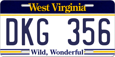WV license plate DKG356
