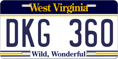 WV license plate DKG360
