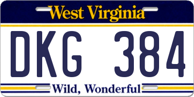 WV license plate DKG384