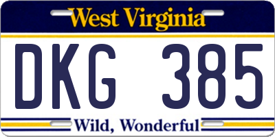 WV license plate DKG385