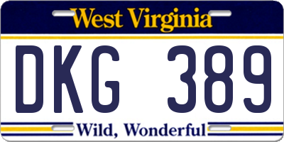 WV license plate DKG389