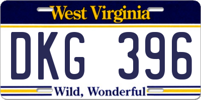 WV license plate DKG396