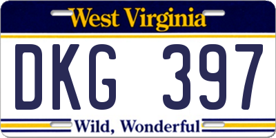 WV license plate DKG397