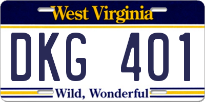 WV license plate DKG401