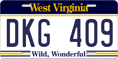 WV license plate DKG409