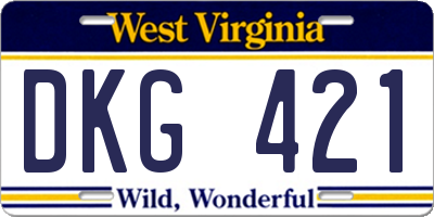 WV license plate DKG421