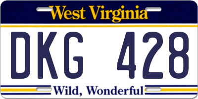 WV license plate DKG428